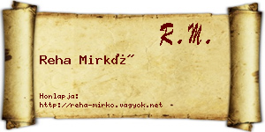 Reha Mirkó névjegykártya